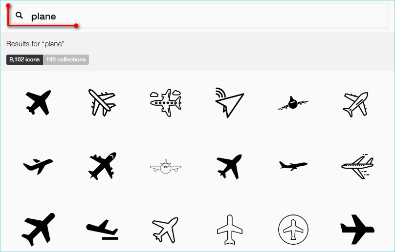 Поиск иконки на сервисе Noun project
